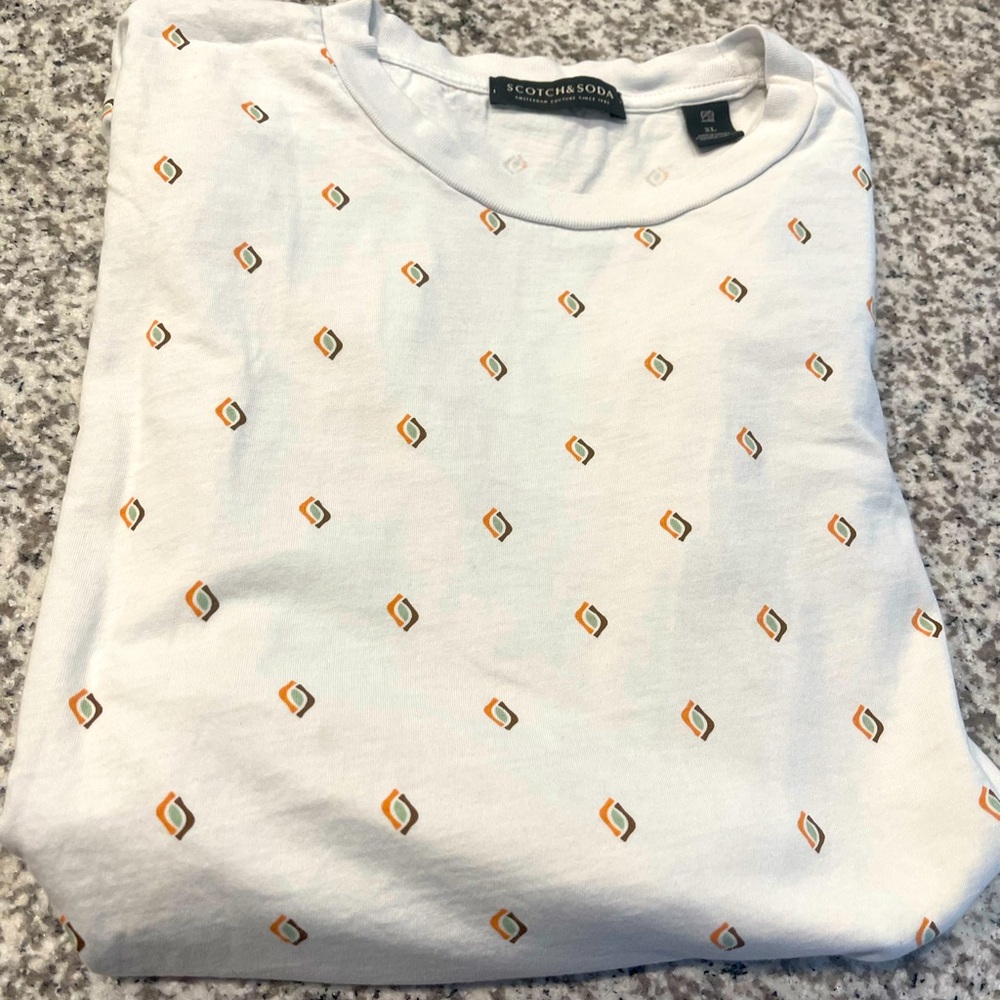 Scotch & Soda Men's Geometric Diamond Print Tee - White/Multi - XL